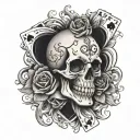 skull playing cards mom heart waves crashing tattoo design idea