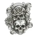skull playing cards mom heart waves crashing tattoo design idea