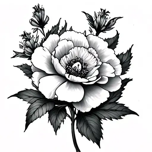 Carnation And Larkspur tattoo design idea