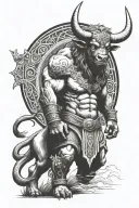 Minotaur standing guard tattoo design idea