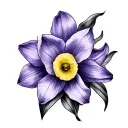 Violet And Daffodil tattoo design idea