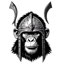 A monkey with gladiator helmet tattoo design idea