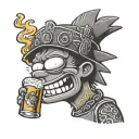 bart simpson smoking and drinking beer tattoo design idea