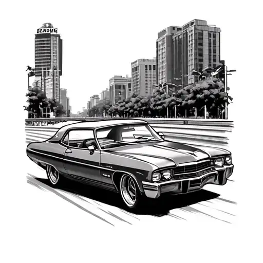 buick slab on freeway tattoo design idea