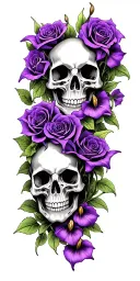 many small skulls with roses purple cala lily tattoo design idea