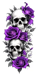 many small skulls with roses purple cala lily tattoo design idea