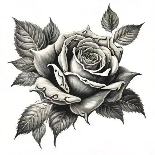 black burning rose tattoo design idea