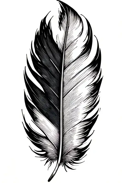 long black raven feather tattoo design idea