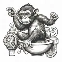 an epic toilet with a monkey on it flipping you tattoo design idea