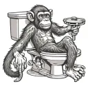 an epic toilet with a monkey on it flipping you tattoo design idea