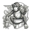 an epic toilet with a monkey on it flipping you tattoo design idea