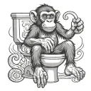 an epic toilet with a monkey on it flipping you tattoo design idea