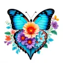 heart-shaped butterfly with flower tattoo design idea
