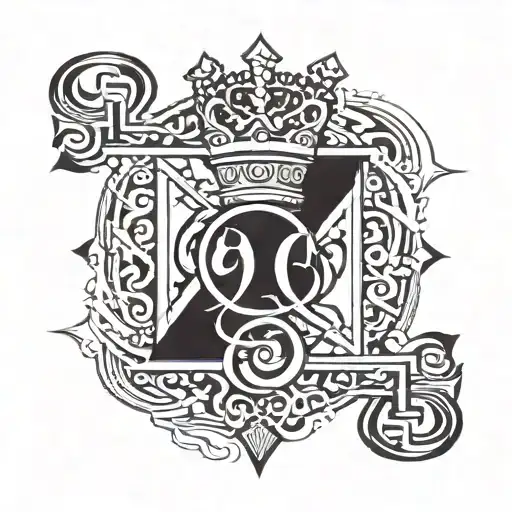 Q with spade in middle and a crown tattoo design idea