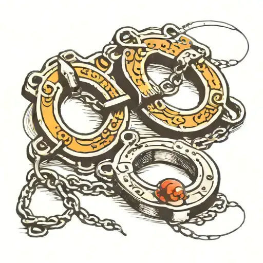 handcuffs with a 15 in between them representing prison time  tattoo design idea