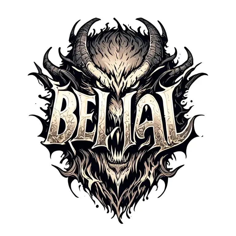 "B E L I A L" BELIAL DEMON tattoo design idea