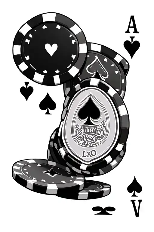 Pocket aces poker hand and poker chips tattoo design idea