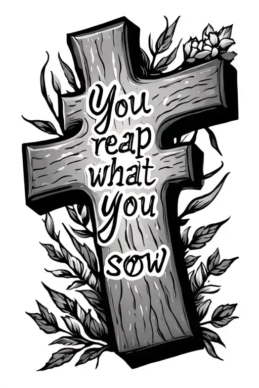 "You reap what you sow" Christian Cross tattoo design idea