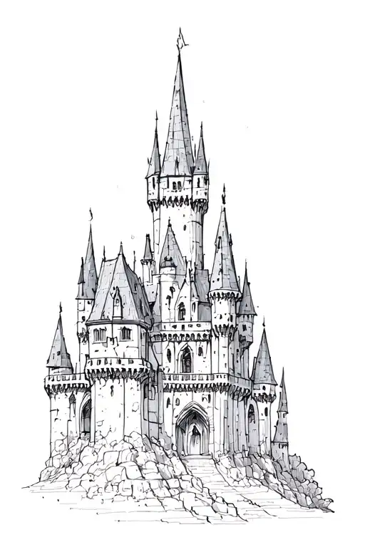 Gothic castle tattoo design idea
