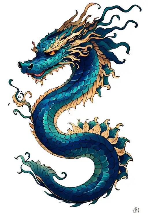 sea serpent dragon wrapped tattoo design idea