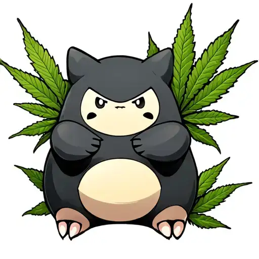 Snorlax marijuana leaves tattoo design idea