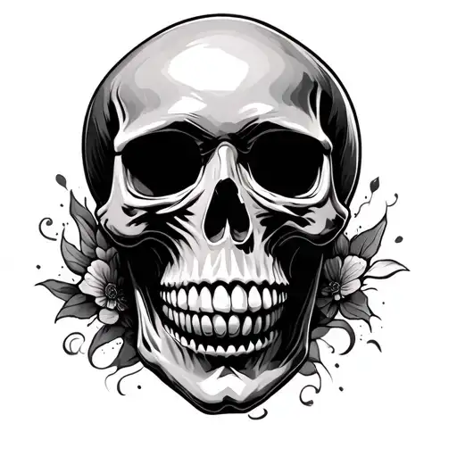 Happy Skull tattoo design idea