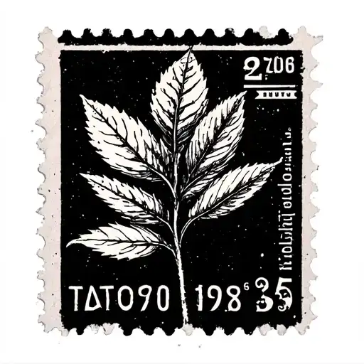 plant on postage stamp tattoo design idea