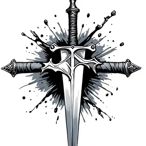 a sword broken in half representing isaiah 54:17 tattoo design idea