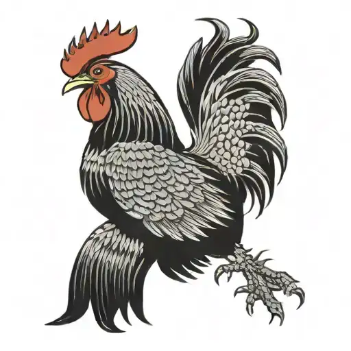 asian rooster japanese style tattoo design idea
