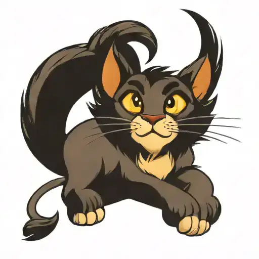 house cat in the style of disney lion king tattoo design idea