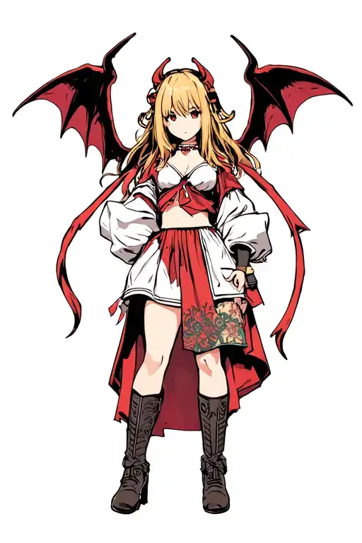 Himiko Toga character with devil wings tattoo design idea