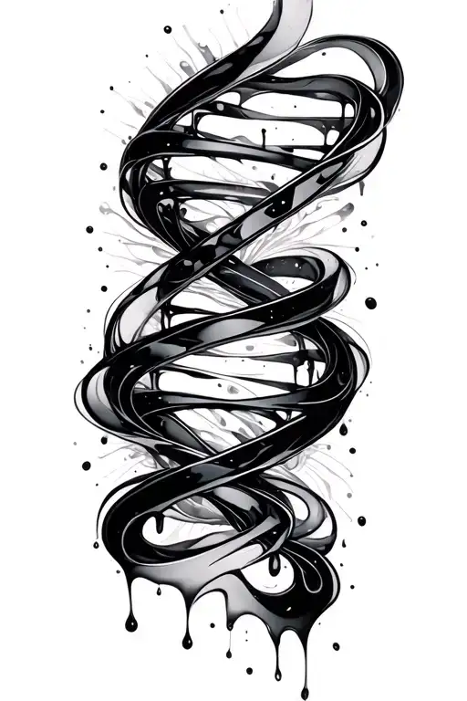 fluid aurora ribbons, translucent soundwaves, melting vortex, dna, artistic sound , shattered prism tattoo design idea