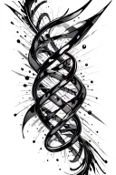 fluid aurora ribbons, translucent soundwaves, melting vortex, dna, artistic sound , shattered prism tattoo design idea