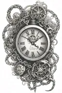 Kurapika Chain Wrapped Around Broken clock tattoo design idea