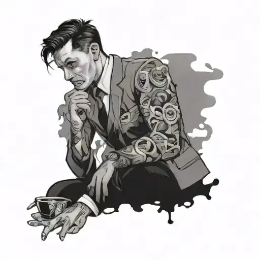 adhd and stressed businessman surrounded tattoo design idea