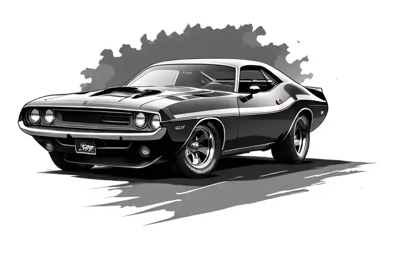 70s challenger muscle car tattoo design idea