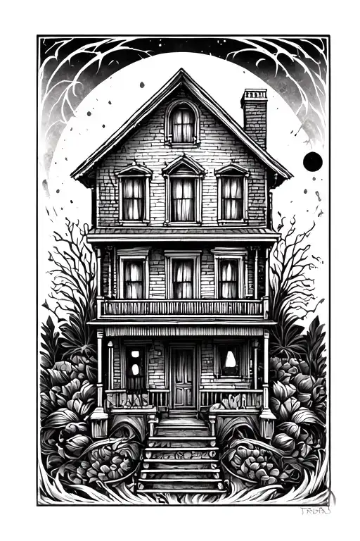 trap house tattoo design idea