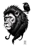 Lion + monkey + raven + ♌ tattoo design idea