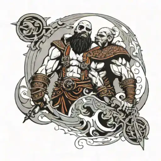 mimir god of war and kratos god of war tattoo design idea