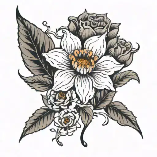 may and October birth flowers tattoo design idea