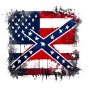 square confederate flag in center with american flag behind it distressed and faded tattoo design idea