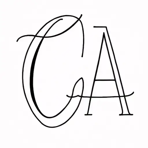initals C and A minimalist tattoo connect the letters in cursive tattoo design idea