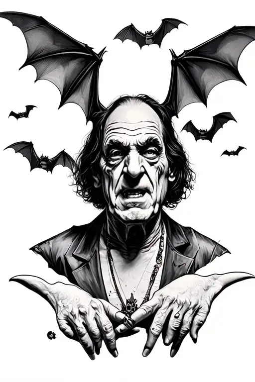 ozzy, bats, blunts tattoo design idea