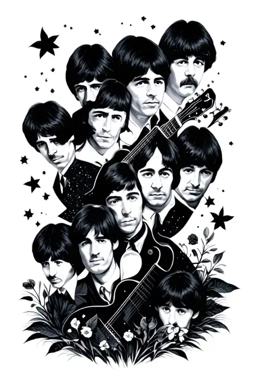 The Beatles and Nature night sky tattoo design idea