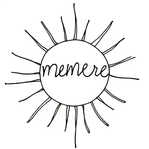 sun with the words memere in cursive writing tattoo design idea