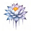 add deep space themed objects and orbiting stars around the lotus using dark colors and exploding star in center  tattoo design idea