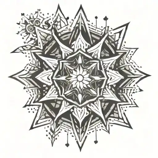 snowflake and sun combination tattoo tattoo design idea