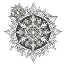 snowflake and sun combination tattoo tattoo design idea