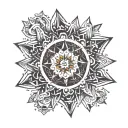 snowflake and sun combination tattoo tattoo design idea