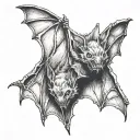 two headed bat hanging upside down tattoo design idea
